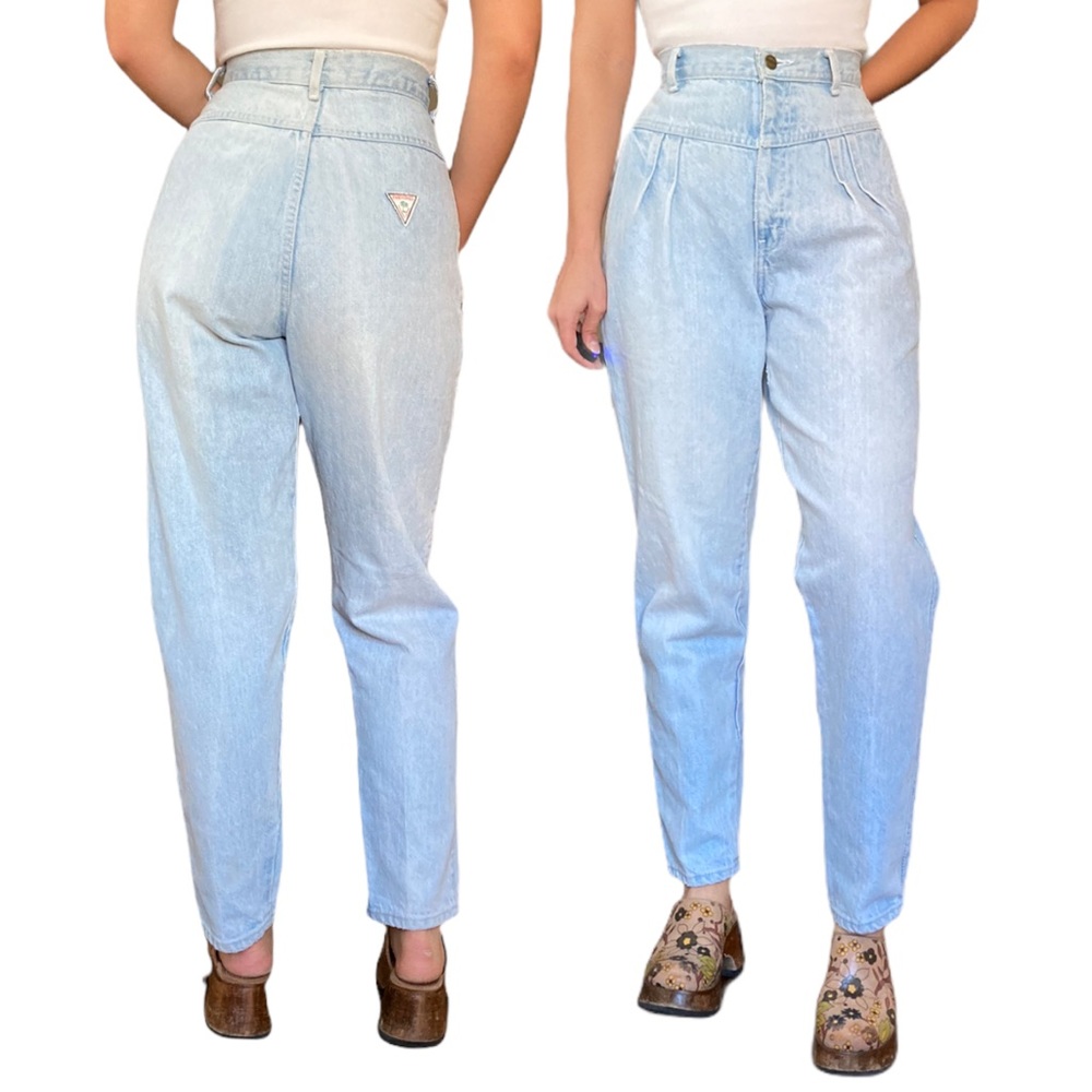 Vintage 90s High Rise Pleated Bareback Jeans